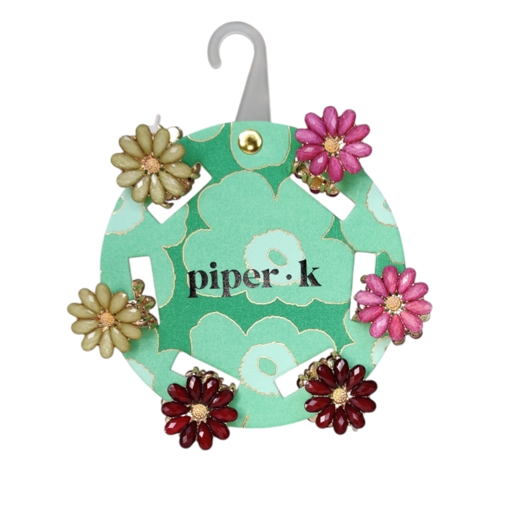 Piper K Crystal Floral Fall Hair Clip Set